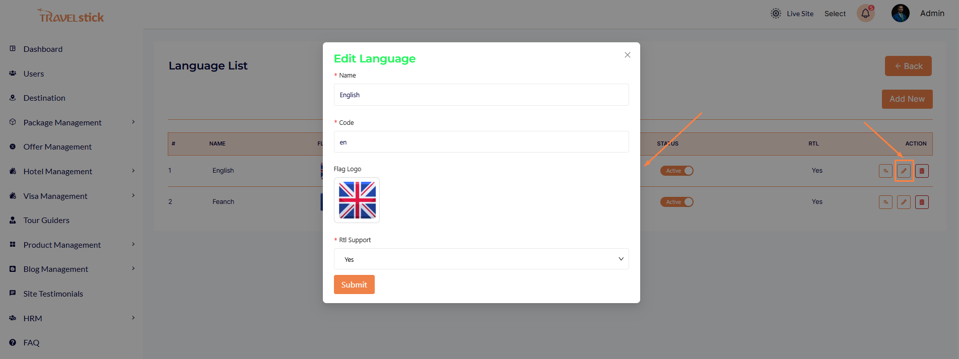 Edit Language