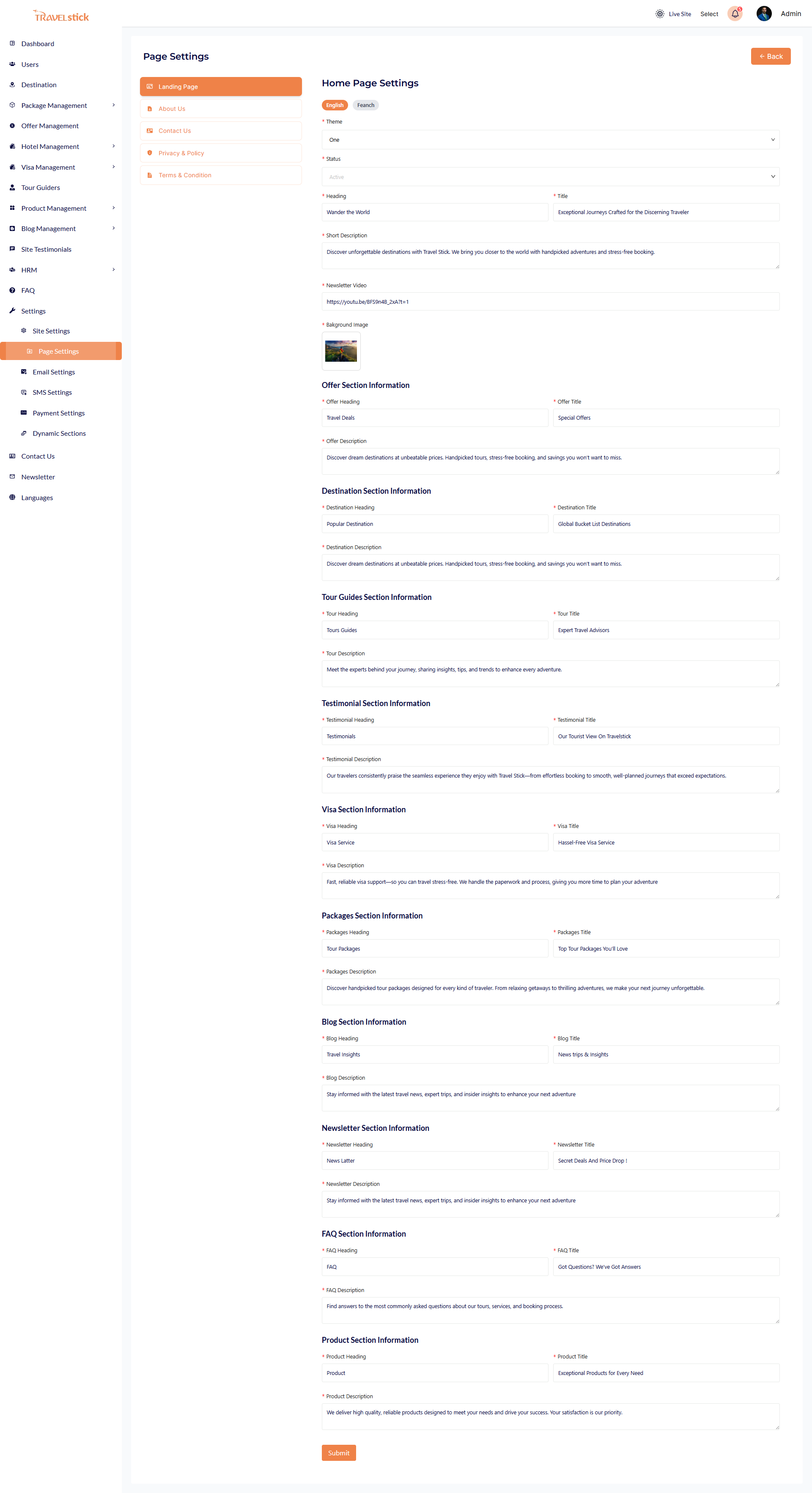 landing page